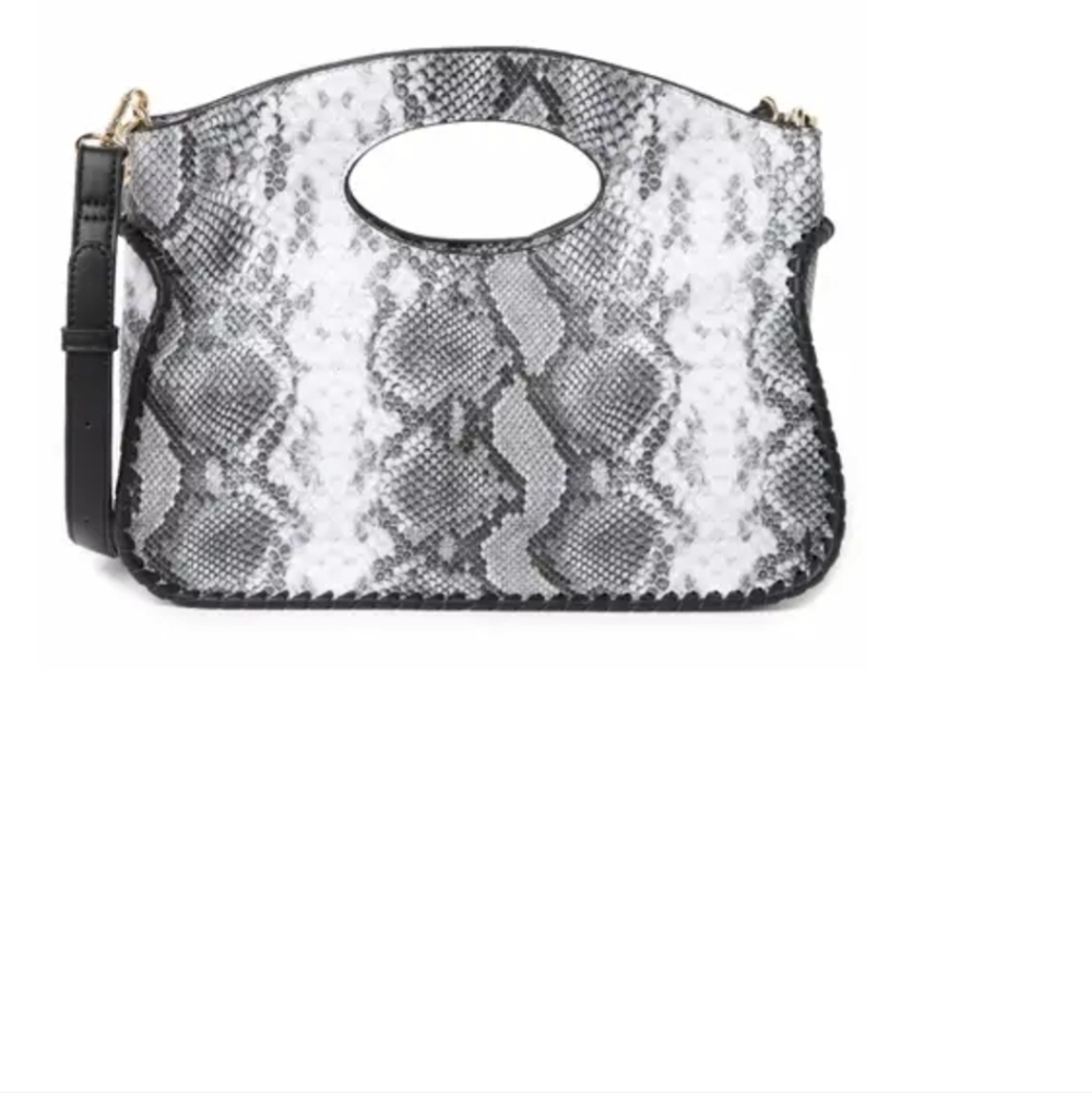 Snake embossed faux leather shell Crossbody Bag